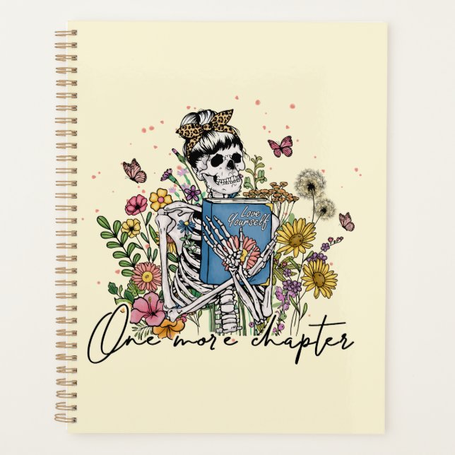 One More Chapter Floral Skeleton Planner (Front)