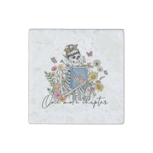 One More Chapter Floral Skeleton Stone Magnet
