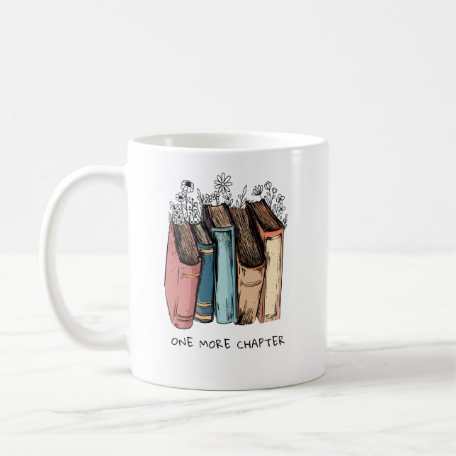 One More Chapter Gift for Book Lover Floral Gifts Coffee Mug (Left)