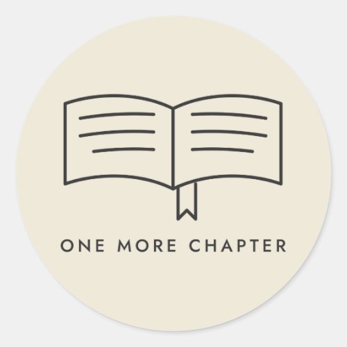 One More Chapter Reading Line Drawing Classic Round Sticker