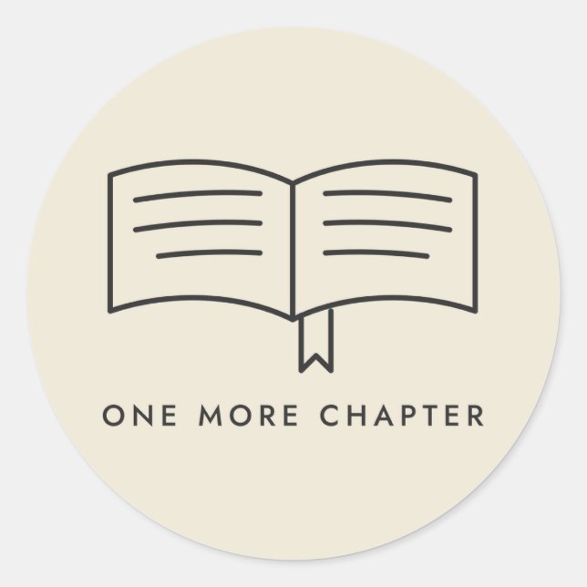 One More Chapter Reading Line Drawing Classic Round Sticker (Front)