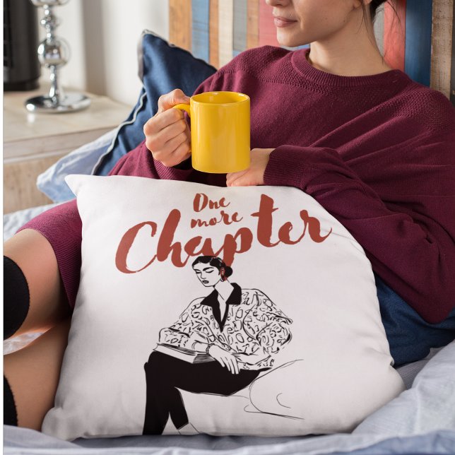 One More Chapter Red Script l Book Lovers & Reader Throw Pillow (Creator Uploaded)