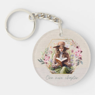 One More Chapter With Name Textured Background Keychain