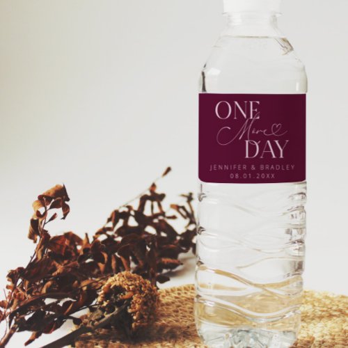 One More Day Wedding Rehearsal Cranberry Water Bottle Label