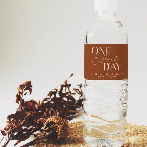 One More Day Wedding Rehearsal Terracotta Water Bottle Label