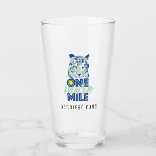 One More Mile Blue Tiger Running Motivation Glass