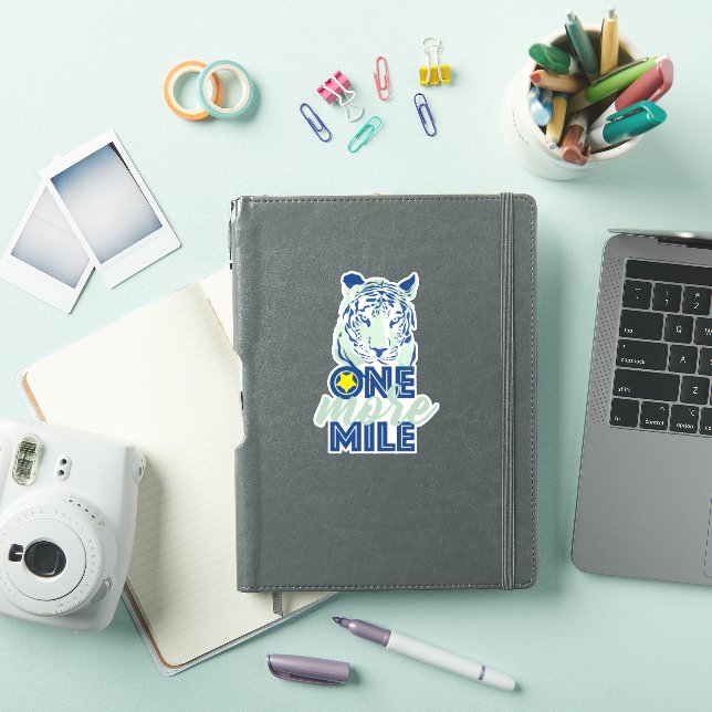 One More Mile Motivational Blue Tiger  Sticker (iPad Cover)