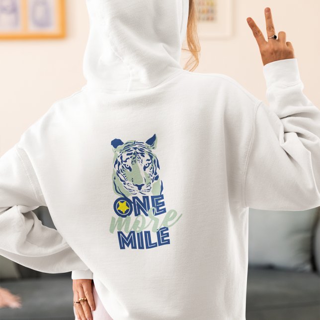 One More Mile Motivational Blue Tiger Women Hoodie (Creator Uploaded)