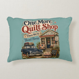 One More Quilt Shop Vintage Cottage Scene Accent Pillow