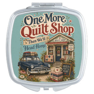 One More Quilt Shop Vintage Cottage Scene Compact Mirror