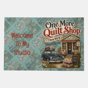 One More Quilt Shop Vintage Cottage Scene Doormat