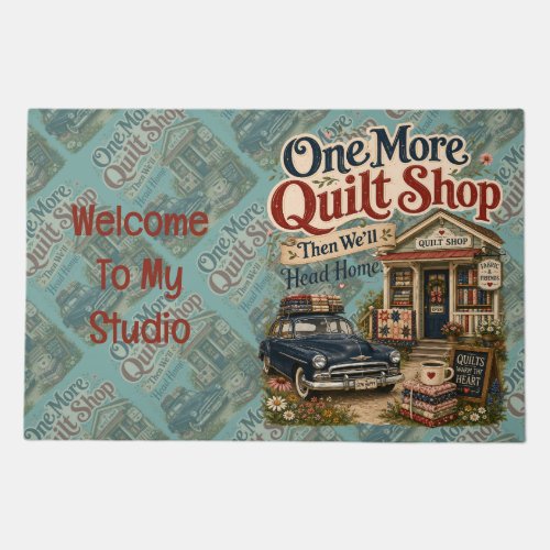 One More Quilt Shop Vintage Cottage Scene Doormat