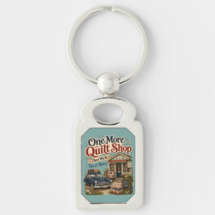 One More Quilt Shop Vintage Cottage Scene Keychain