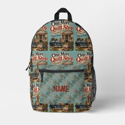 One More Quilt Shop Vintage Cottage Scene Printed Backpack