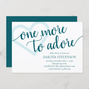One More to Adore Aqua Teal Heart Baby Shower Invitation