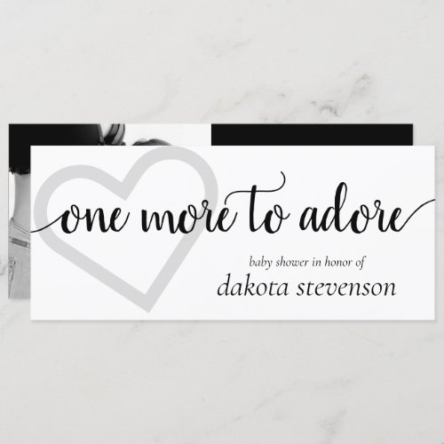 One More to Adore  Black Heart Photo Shower Invitation