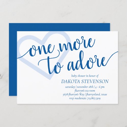 One More to Adore  Classic Blue New Baby Shower Invitation