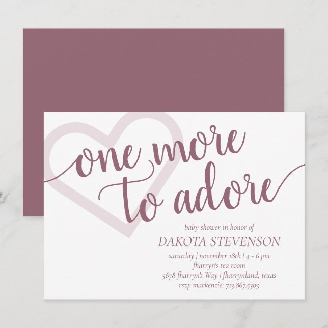 One More to Adore | Dusty Mauve Pink Baby Shower Invitation (Front/Back)