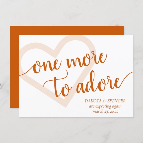 One More to Adore  Fall Orange Heart New Baby Announcement