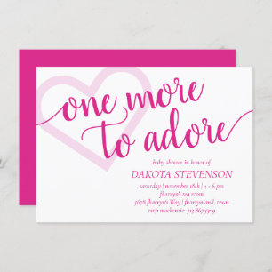 One More to Adore Hot Pink Heart Baby Shower Invitation