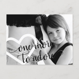 One More to Adore Simple Black Pregnancy Photo Announcement Postcard