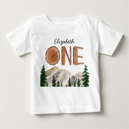 One Mountains Personalized Birthday Baby T_Shirt