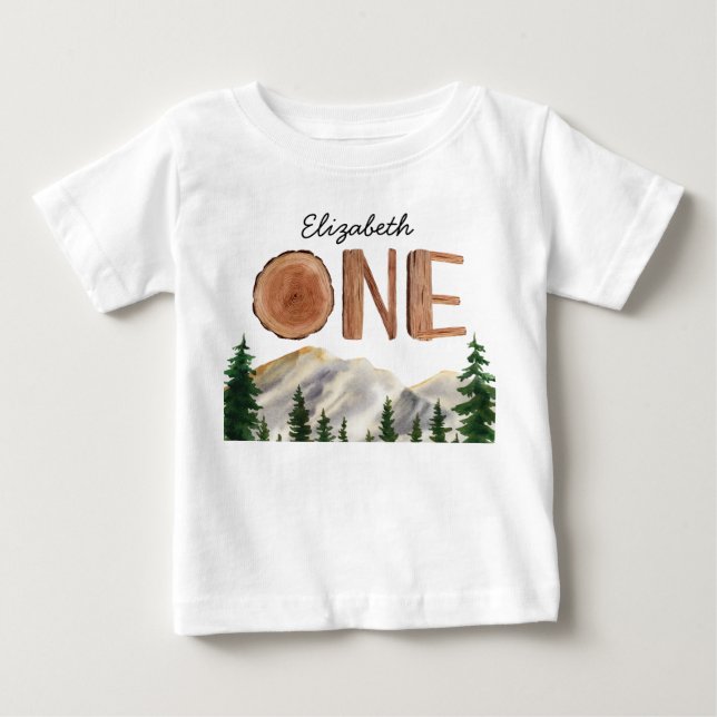 One Mountains Personalized Birthday Baby T-Shirt (Front)