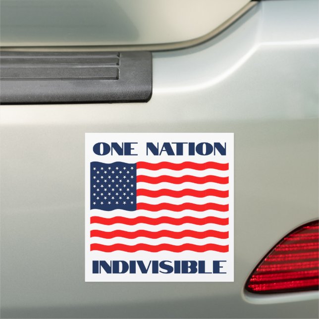 One Nation Indivisible American Flag Patriotic Car Magnet (In Situ)