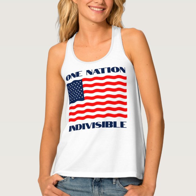 One Nation Indivisible American Flag Patriotic Tank Top (Front)