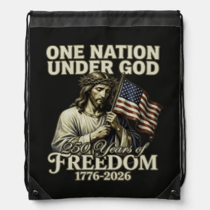 One Nation Under God 250 Years Blessings Drawstring Bag