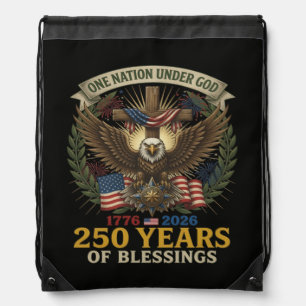 One Nation Under God 250 Years Drawstring Bag