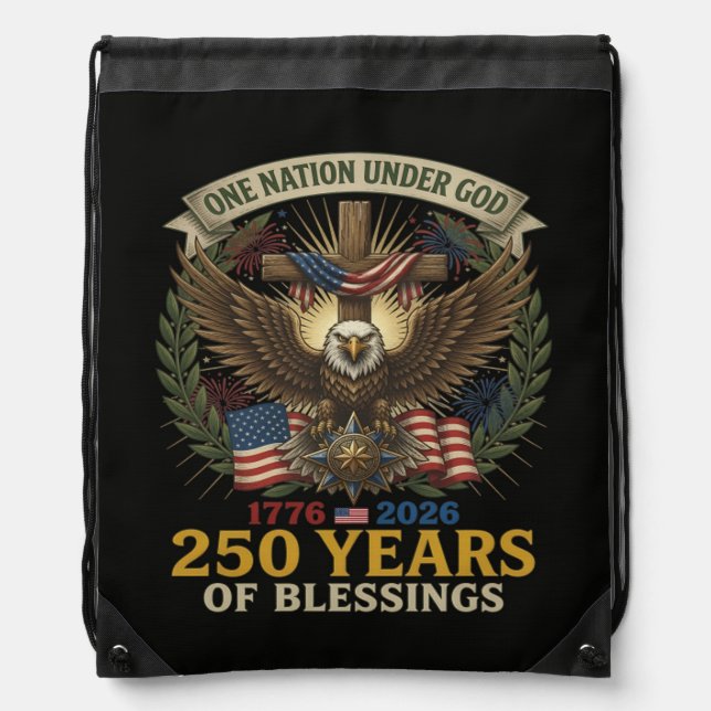 One Nation Under God 250 Years Drawstring Bag (Front)