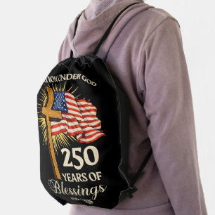 One Nation Under God 250 Years of Blessings Drawstring Bag