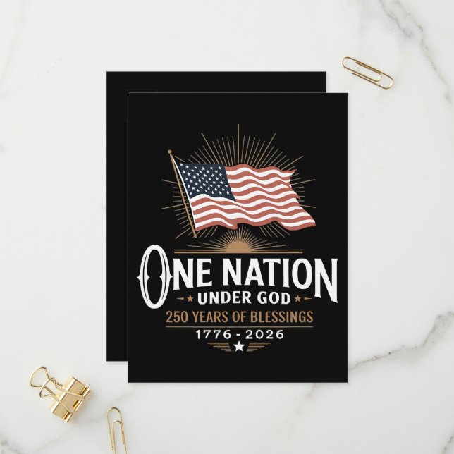 One Nation Under God 250 Years of Blessings Invitation Postcard (Front/Back In Situ)
