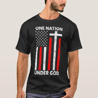 One Nation Under God American Faith USA Funny 4th T-Shirt