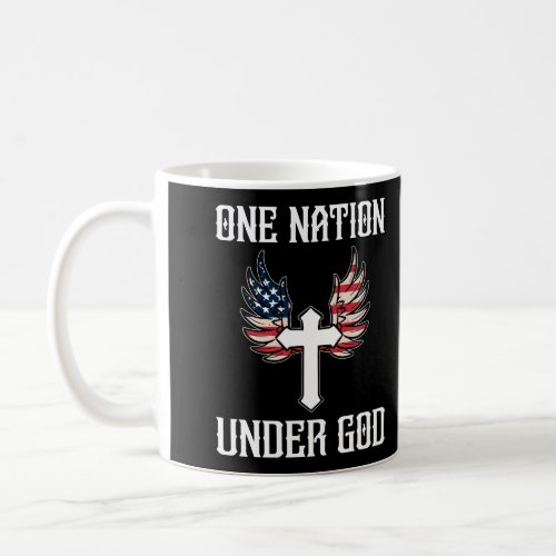 One Nation Under God American Flag Christian Cross Coffee Mug