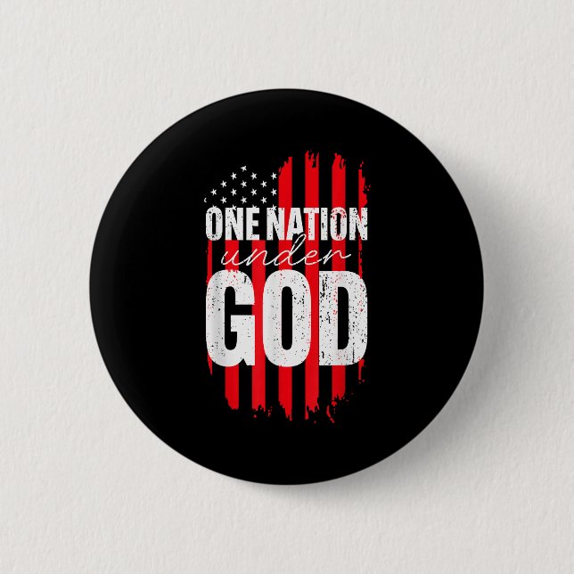 One Nation Under God American Flag Christian Jesus Button (Front)