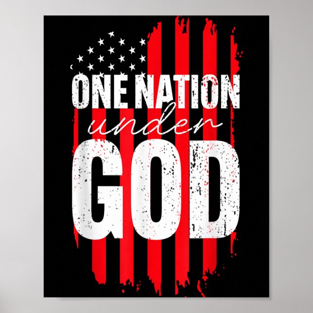 One Nation Under God American Flag Christian Jesus Poster (Front)