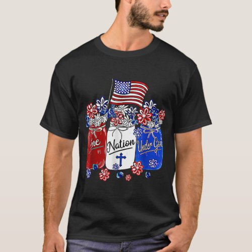 One Nation Under God American Flag Christian Jesus T_Shirt