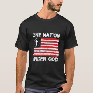 One Nation Under God American Flag Cross Usa Patri T-Shirt