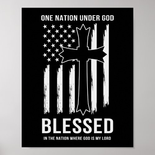 One Nation Under God American Flag Quote Poster