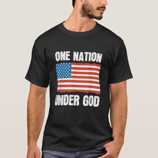 One Nation Under God Blessed American Flag Christi T-Shirt (Front)