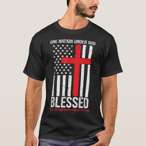 One Nation Under God Blessed American Flag Christi T_Shirt