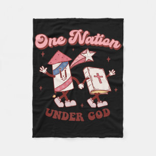 One Nation Under God Christian 4th July American G Fleece Blanket