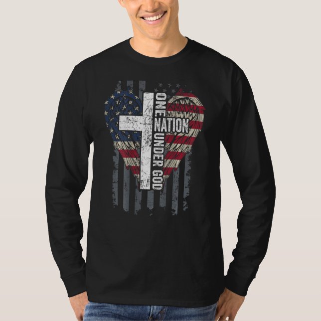 One Nation Under God Christian Usa Wings Flag On B T-Shirt (Front)