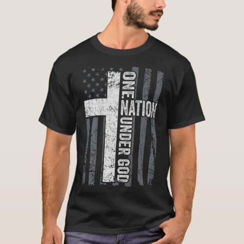 ONE NATION UNDER GOD _ Christian Worship Cross Fla T_Shirt