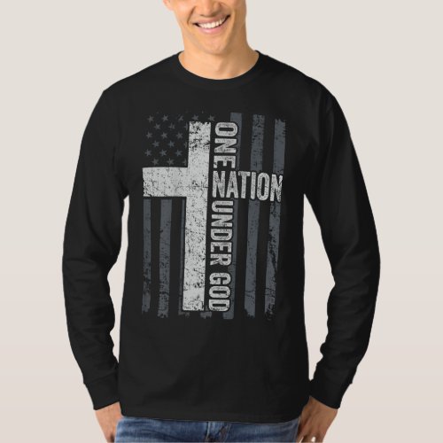 ONE NATION UNDER GOD _ Christian Worship Cross Fla T_Shirt