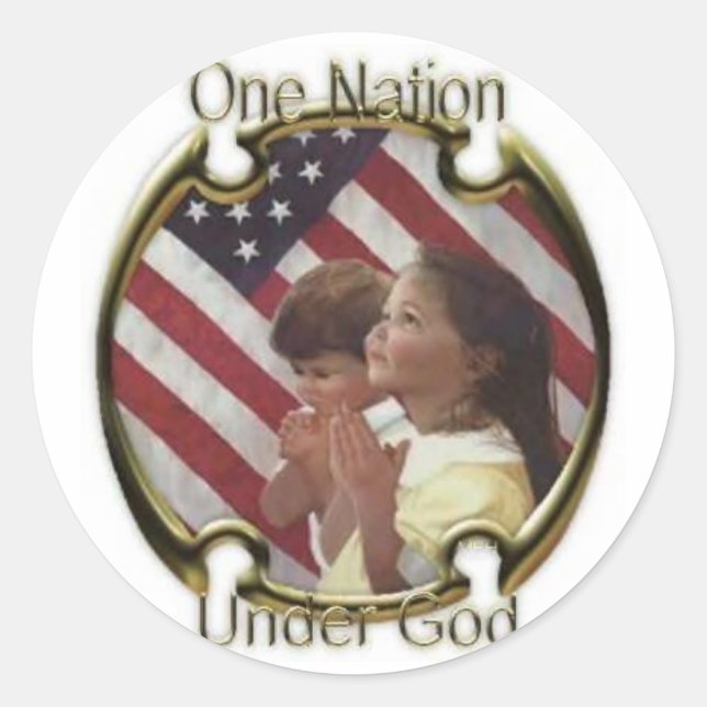 One Nation Under God Classic Round Sticker (Front)