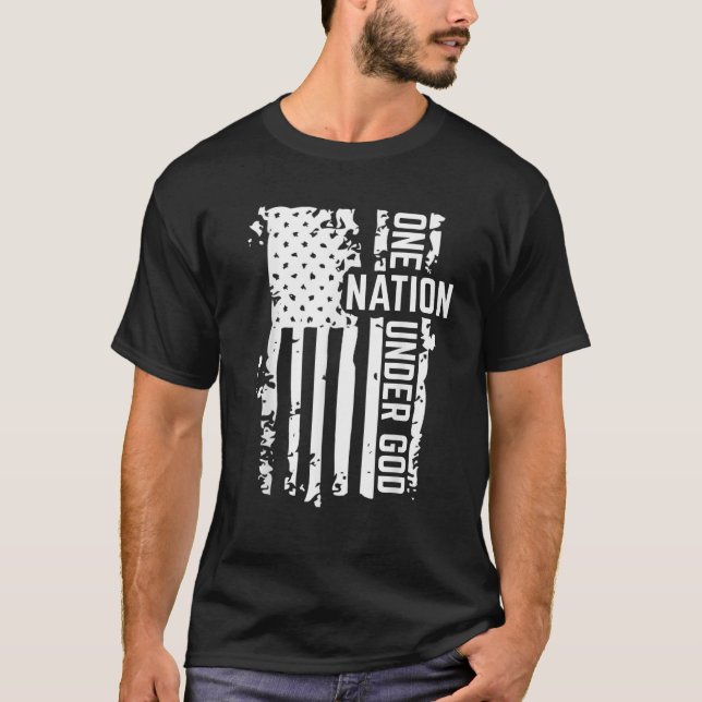 One Nation Under God Distressed Flag T Shirt (Front)