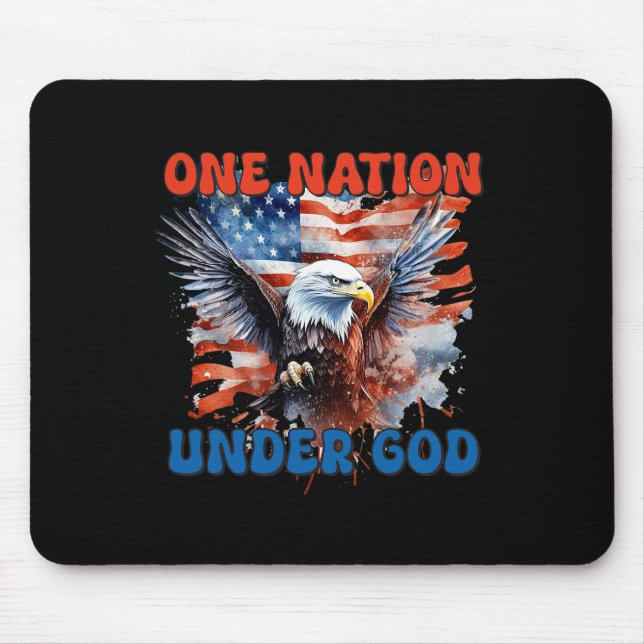 One Nation Under God Flag 4th Of July Patriotic Ch Mouse Pad (Front)